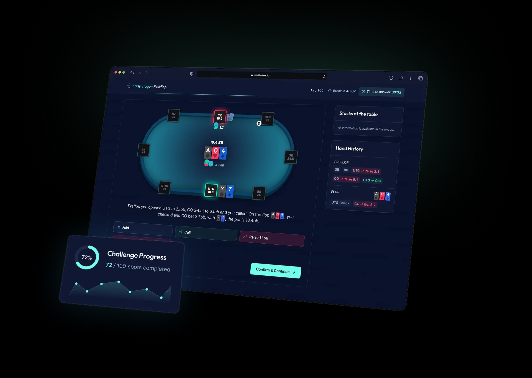 Upstakes challenge platform with questions and answers
